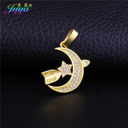 Juya DIY EID Mubarak Jewelry Making Supplies Ramadan Crescent Moon Star Charm Pendants For Islam Muslim Jewelry Handmade