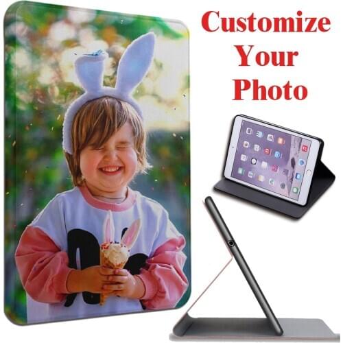 Personalised photo Womens PU Leather Stand Case Cover For iPad Air 2 Case For ipad 6th generation case 2018 A1567 A1566