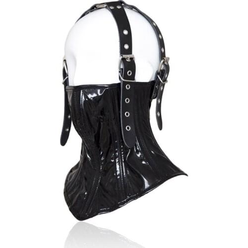 Faux/PU Leather Sex Bondage Boned Neck Corset Head Harness Boned Posture Collar Womens Neck Restraint Game Toy