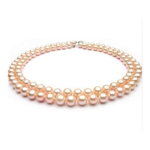 Women gift word Jewelry 32INCH AAA+ 9.5-10MM harming natural south seas gold pink pearl necklace