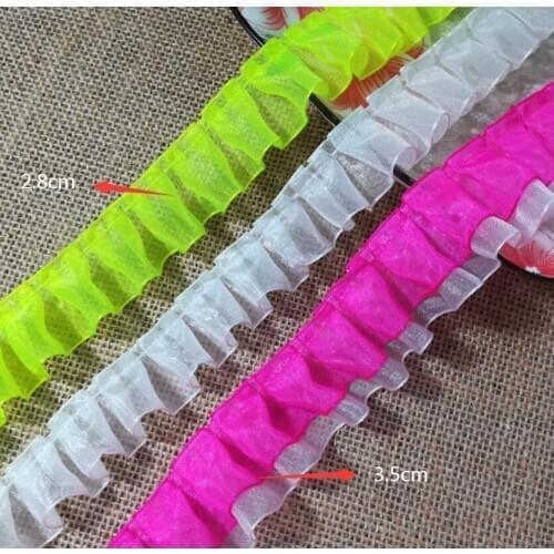 1M New Pleated Tulle Lace Fabric Ribbon White Pink Green Lace Trim 3cm DIY Sewing Accessories Guipure Craft Supplies dentelle Z8
