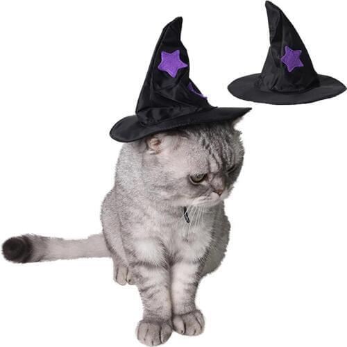 2018 Star Spider Web Pet Cat Dog Halloween Costume Cosplay Wizard Sharp Hat Cap Masquerade Party Birthday Gift Pet Supplies