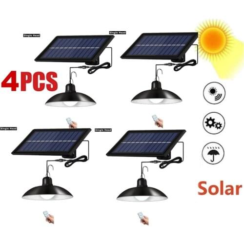4pcs remote 30 led 2 head Retro Lampshade Solar Pendant Chandelier solar Outdoor Waterproof Garden light Lawn lamp Energy Saving