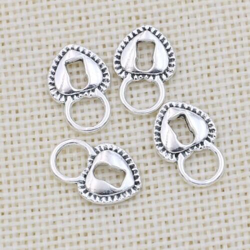 40PCS Antique Silver Plated Heart Lock Charms Pendants for Jewelry Making Bracelet Earrings DIY Handmade Craft 17x12mm