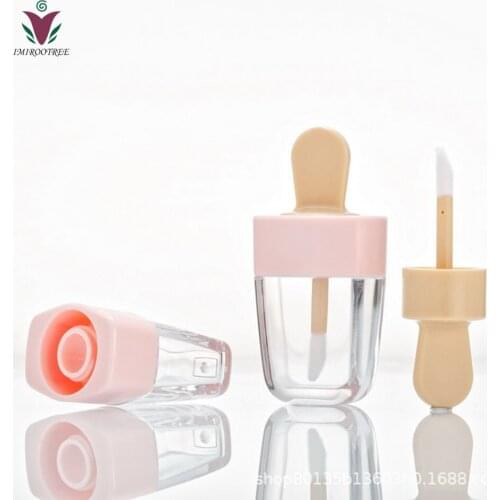 48pcs Pink Ice-cream Shaped Lip Gloss Tube Empty Lip Balm Bottles Vials DIY Cosmetic Sample Bottle Sample container