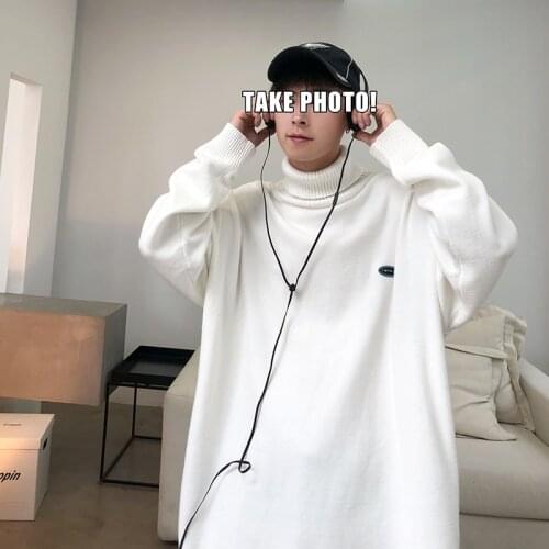 8 Colors Autumn Winter New Solid Men Turtleneck Sweater Loose Warm Slim Casual Pullover Knitwear Men Clothing Jumper For Male