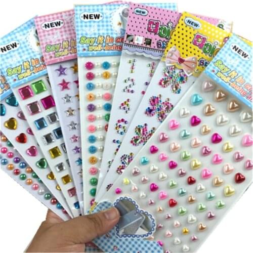 Acrylic Tattoo sticker Many Styles Mixed Color Rhinestone Crystal 3D Baby Kids boys girls DIY Cute Children toys Stickers