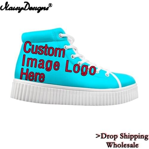 Noisydesigns Customized Images Logo Women Casual Shoes Classic High Top Platform Ldies Height Increasing Flats Dropshipping