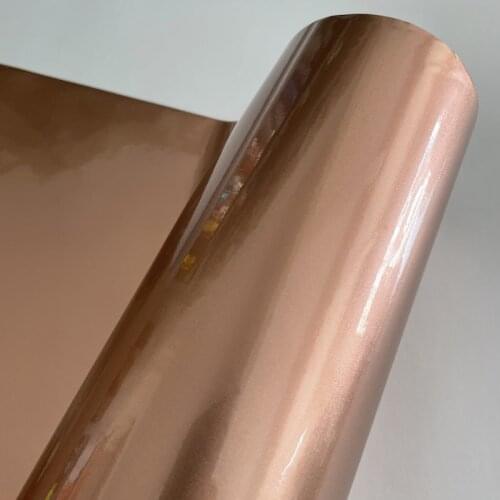 Glossy Metallic Rose Gold Adhesive Vinyl Roll Car Wrap Foil Film with Air Release Bubbles DIY Stickers Decals