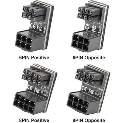 ATX 6 8 Pin Female to Male 180 Degree Angled Adapter Interface Direction Changer Computer Connectors for Desktops Graphics Card