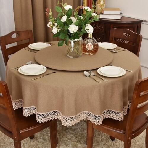 Dining Table Large Tablecloth Pure Fabric Brown Retro American-Style Village countryside Style Round Table clothes Plain Fabric