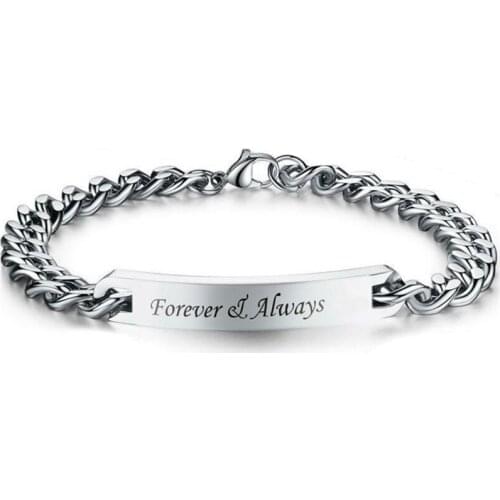 Always Forever Relationship Matching Lover Couples Bracelet Bangle Best Friend Gift Stainless Steel Letter Bracelet for Couples