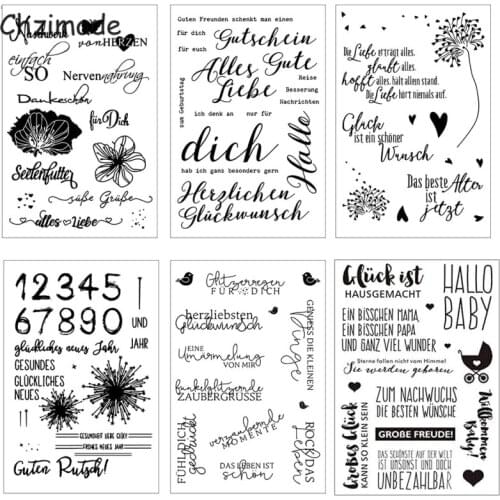 Chzimade Germany Word Transparent Clear Silicone Stamps Seal 11X16CM For DIY Scrapbooking Photo Album Decorative Clear Stamp