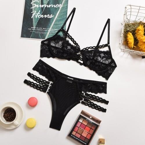 Womens Bra Lingerie Set Floral See Through Underwear Set Underwire Sexy Bra Set Brief Sets Lingerie Sexy Things