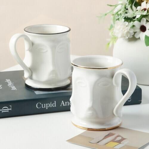 Home Decoration Mugs And Cups Human Face Coffee Cup Vintage Luxury Insulated Milk Cups Office Household Tea Water Cup New P2