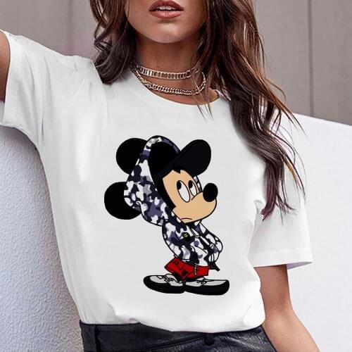 Hoody Mickey Mouse Funny Casual Tshirt Women Short Sleeve Summer T-shirt Unisex Disney Clothes Harajuku Tops Tee