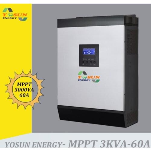 60A MPPT Solar Inverter 3Kva 2400W Off Grid Inverter 48Vdc 220Vac Hybrid Inverter Pure Sine Wave Inverter 60A AC Charger Battery