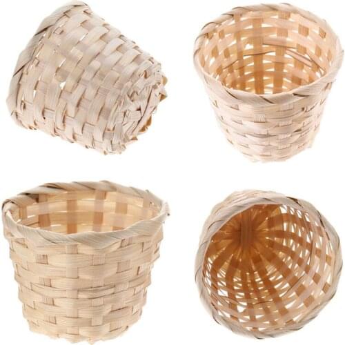 Flower Pot Basket Desktop Debris Finishing Home Storage Bamboo Weaving Product Sundries Organizer Rattan Plant Box Wicker Basket
