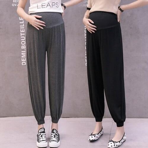 Summer Thin Modal Maternity Pants Cotton Belly Straight Loose Clothes for Pregnant Women Pregnancy Casual Sleep Trousers
