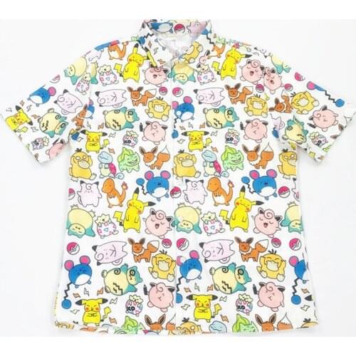 Summer Shirt Women Cartoon Pattern Shirt Large Size Shirt Loose Short Sleeve Blouse Fashion Man Shirts Vintage Graffiti Shirts