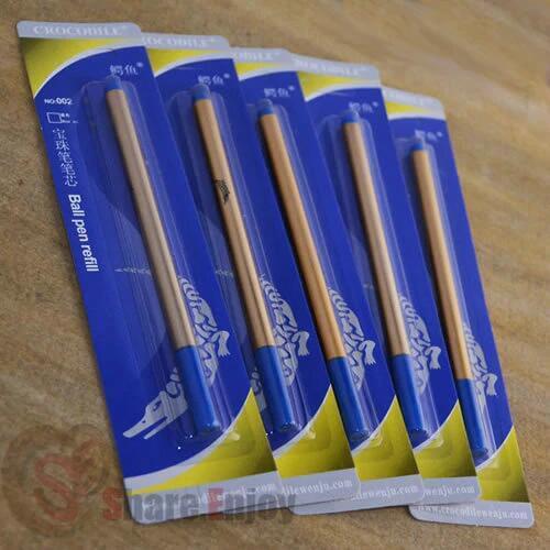 LOTS OF 5 PCS CROCODILE REFILLS FOR ROLLER BALL PEN 0.5MM POINT BLUE INK / BLACK INK