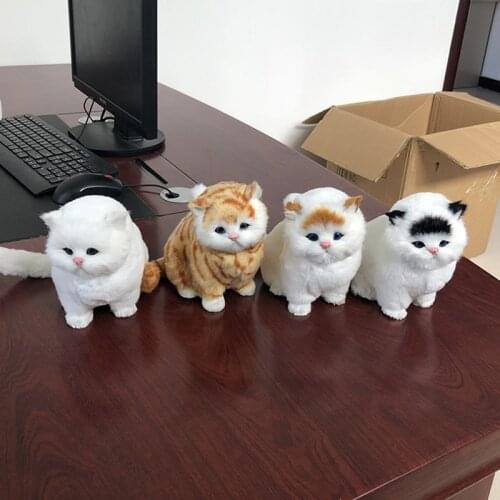 Cute Simulation Cat Plush Toy with Sound Lovely Simulation Animal Doll Gift for Children Home Decoration Fake Toys