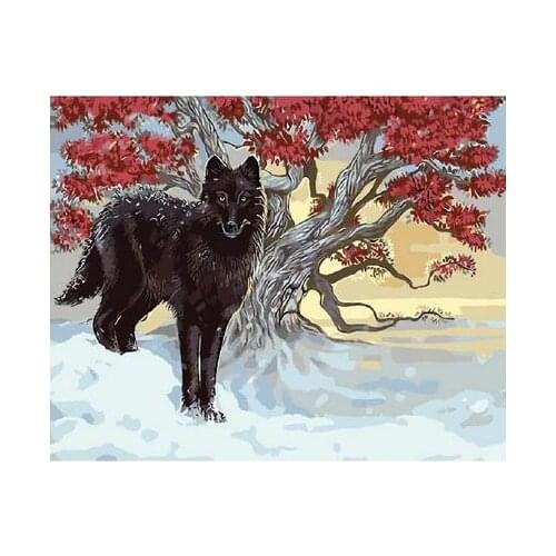 Black wolf New Diy digital oil painting by numbers paint drawing coloring by number canvas hand painted picture wall decor craft