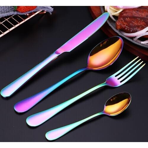 Multi-color cutlery set stainless steel cutlery set portable gold and silver cutlery set Hotel gift set