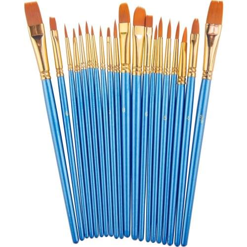 New-Paint Brush Set by, 20 pcs Nylon Hair Brushes for Acrylic Oil Watercolor Painting Artist Professional Painting Kits