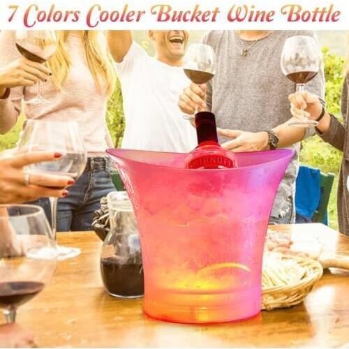 7 Color LED New 5L Waterproof Plastic LED Ice Bucket Color Bars Nightclubs LED Light Up Champagne Beer Bucket Bars Night Party