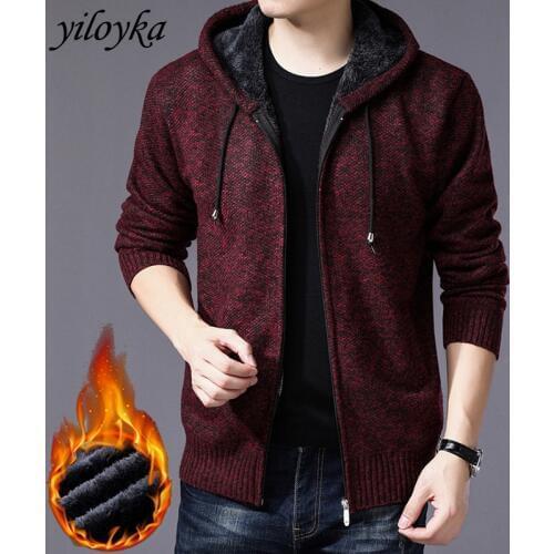 New Plus Velvet Turtleneck Sweater Men 2019 Winter Thick Warm Cardigan Men With Hood Sweaters for Men Zipper Knittwear Coats