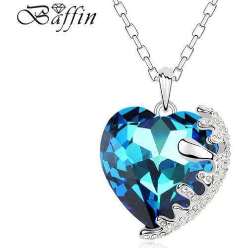 BAFFIN Crystal Heart Pendant Maxi Necklace For Women Wedding Party Accessories Gift Fashion Jewelry Made With Swarovski Elements