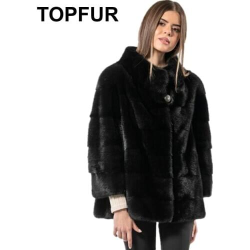 TOPFUR Winter Coat Women Real Fur Coats Plus Size Natural Mink Fur Genuine Leather Jackets Outwear Basic jackets Spring Clothing