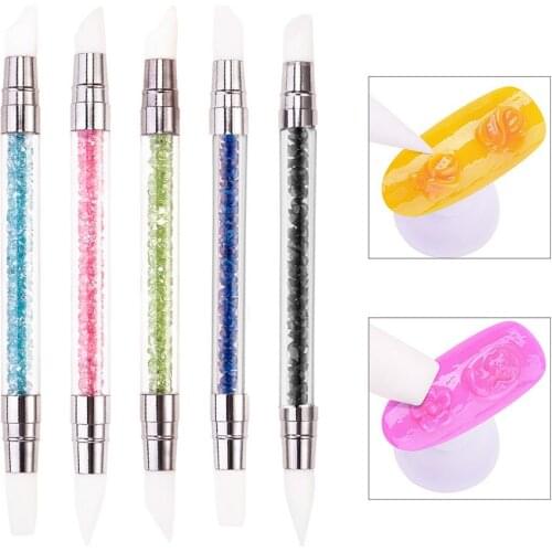 Professional Polish Silicone Double-Headed DIY Sculpture Pens Nail Art Pen Dotting Tool Painting Brush