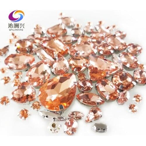 68pcs/pack Water Red Color Mix Shape Crystal Glass Claw Rhinestone,Silver Base Flatback Sew on Stones Diy/Gewelry accessory SWSH