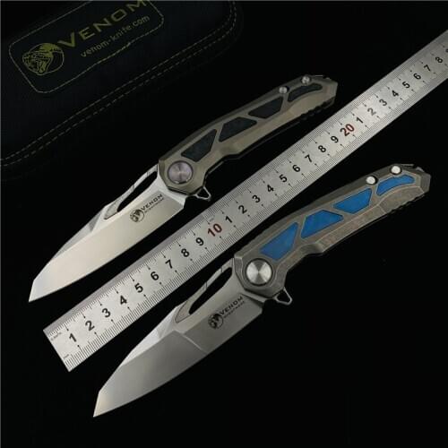 VENOM NIGHTMARE M390 blade Titanium Flipper folding knife outdoor camping hunting survival pocket kitchen fruit knives EDC tools
