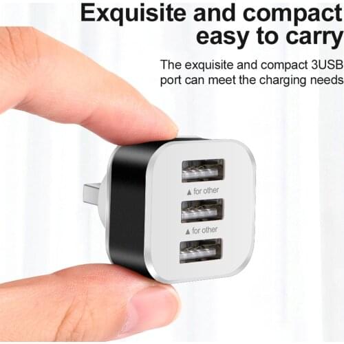 USB2.0 HUB 3 Ports Adapter Phone Mobile Phone Chargers Universal USB Charger Plug Power Adapter with LED Indicator