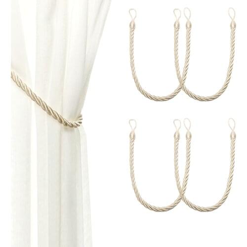 4Pcs Handmade Weave Curtain Tieback Curtain Holder Clip Window Drapery Ropes Home Decorative Room Curtain Tie Backs