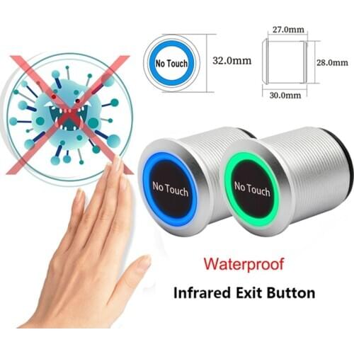 Waterproof No Touch Infrared Sensor Exit Button Switch Access Control Door Exit button Contactless Door Release Switch Sensor