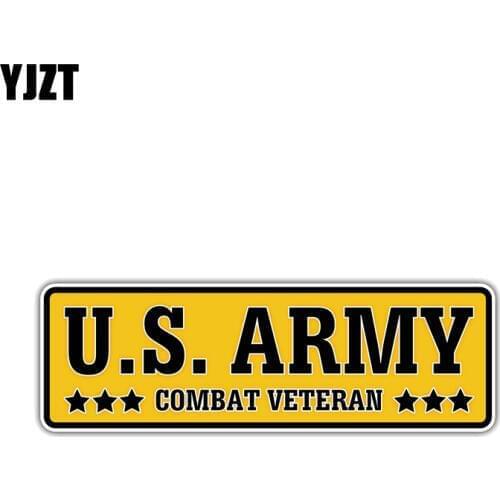 YJZT 15CM*4.7CM Personality US Army Combat Veteran Car Sticker Refelctive PVC Decal 12-1326