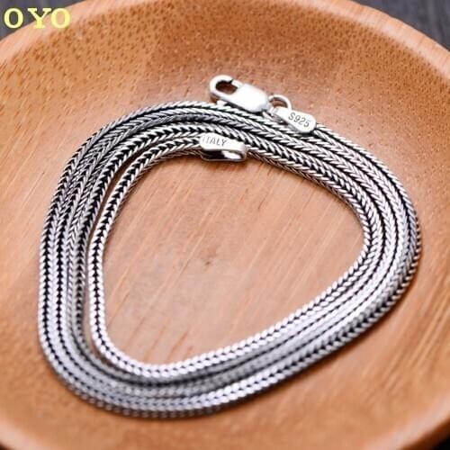 100%S925 silver jewelry wholesale jewelry silver necklace chain jadoku retro ladies square all-match factory direct sales