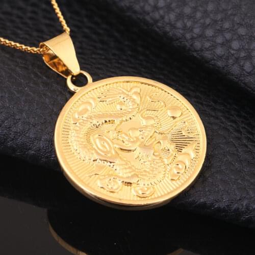 2021 Trendy Gold Plated Jewelry Dragon Pendant Necklace for Women Clavicle Long Chain Necklace Statement Jewelry Gift For Women