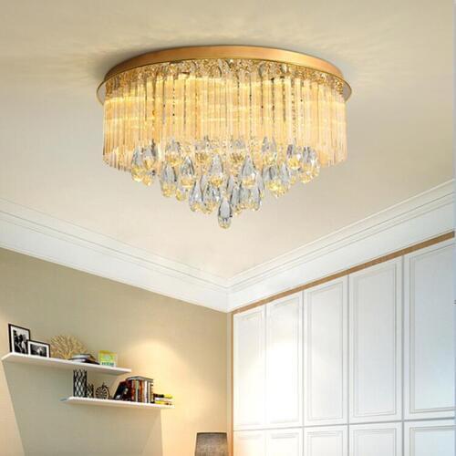Gold LED Ceiling Lighting Fixtures Fashion Round Crystal Ceiling Lamps For Living Room Plafonnier Bedroom Luminarisas Para Teto