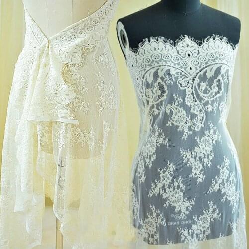 1.5M-3M/Lot Exquisite white black jacquard 100CM eyelash lace fabric diy craft wedding dress curtain clothing accessories