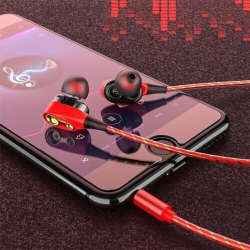 1Set Earbuds Earphone Double Moving Coil Adjustable In-ear Fashion Wired Headset for Smart Phone