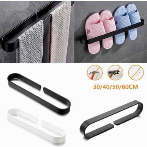 1Pc Wall-mounted Bathroom Towel Rack Slippers Storage Shelf Aluminum Kitchen Hanger Kitchen Accessories