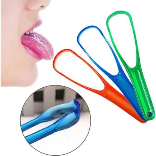 1Pcs Fashion Tongue Cleaner Bad Breath New Hot Away Hand Scraper Brush Handle Oral Hygiene Dental Care Cleaning