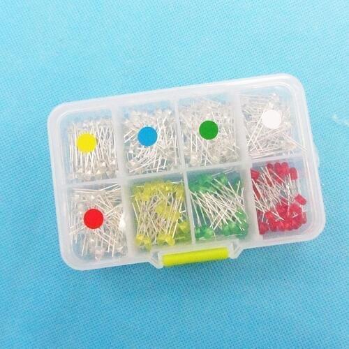 10 pcs/ color 8 color 3mm Blue Green White Yellow LED Round Boundless Clear Foggy Lamp Plug-in DIY Kit Assorted Kit Endless DIP