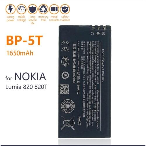 100% Genuine BP-5T Battery For Nokia Lumia 820 820T Arrow RM-878 825 1650mAh Phone In Stock New Batteries+Tracking number