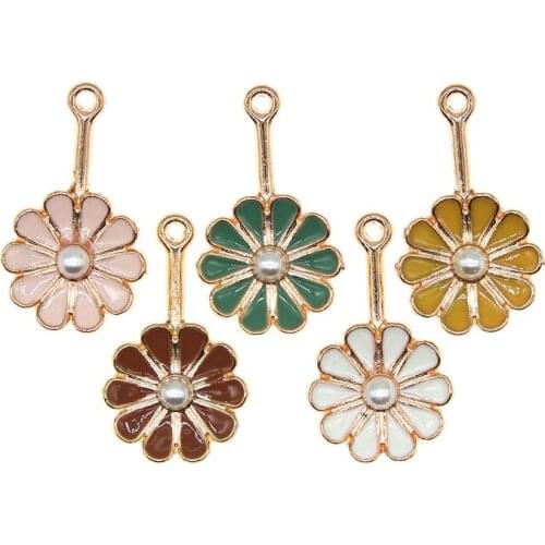 20pcs/lot 15*26mm Flower Enamel Charms Pendant fit Bracelet DIY Craft Jewelry Accessories Bracelet Floating Charms